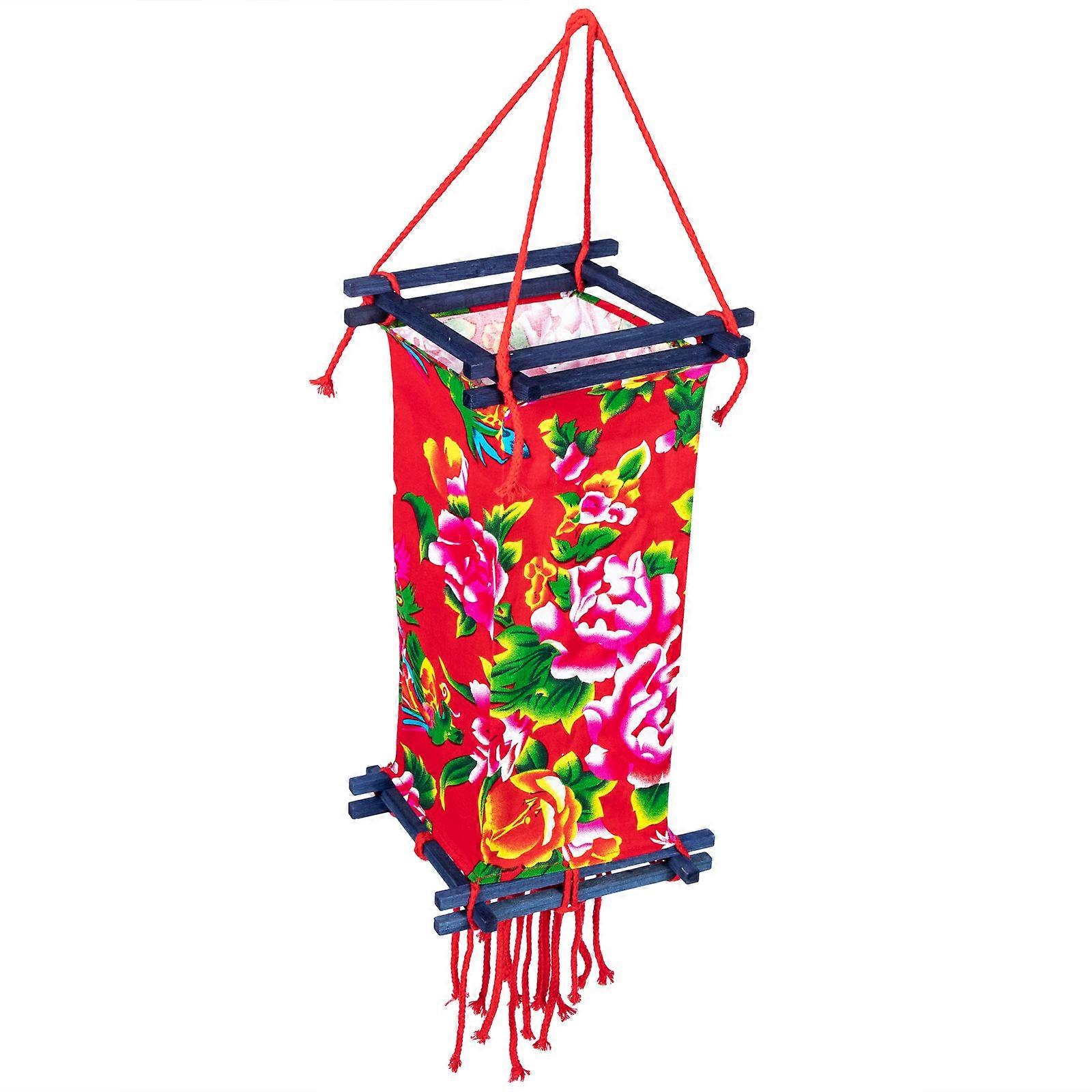 Rectangle Painted Lantern Chinese Cloth Lantern for 1 Piece Decor
