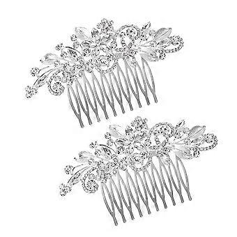 2 stk Rhinestone Bride Hair Comb Elegant hodeplagg hodeplaggfotografering rekvisitter Party Hair tilbehør for kvinner damer