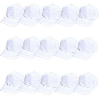 15 Pcs DIY White Kids Baseball Caps, Adjustable Sun Protection Caps for Children