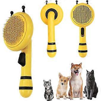 Dog Cat Brush, Self-cleaning Brush For Pets Long And Short Haired Dogs Cats Grooming Brush For Effective Remova(yellow) 031.