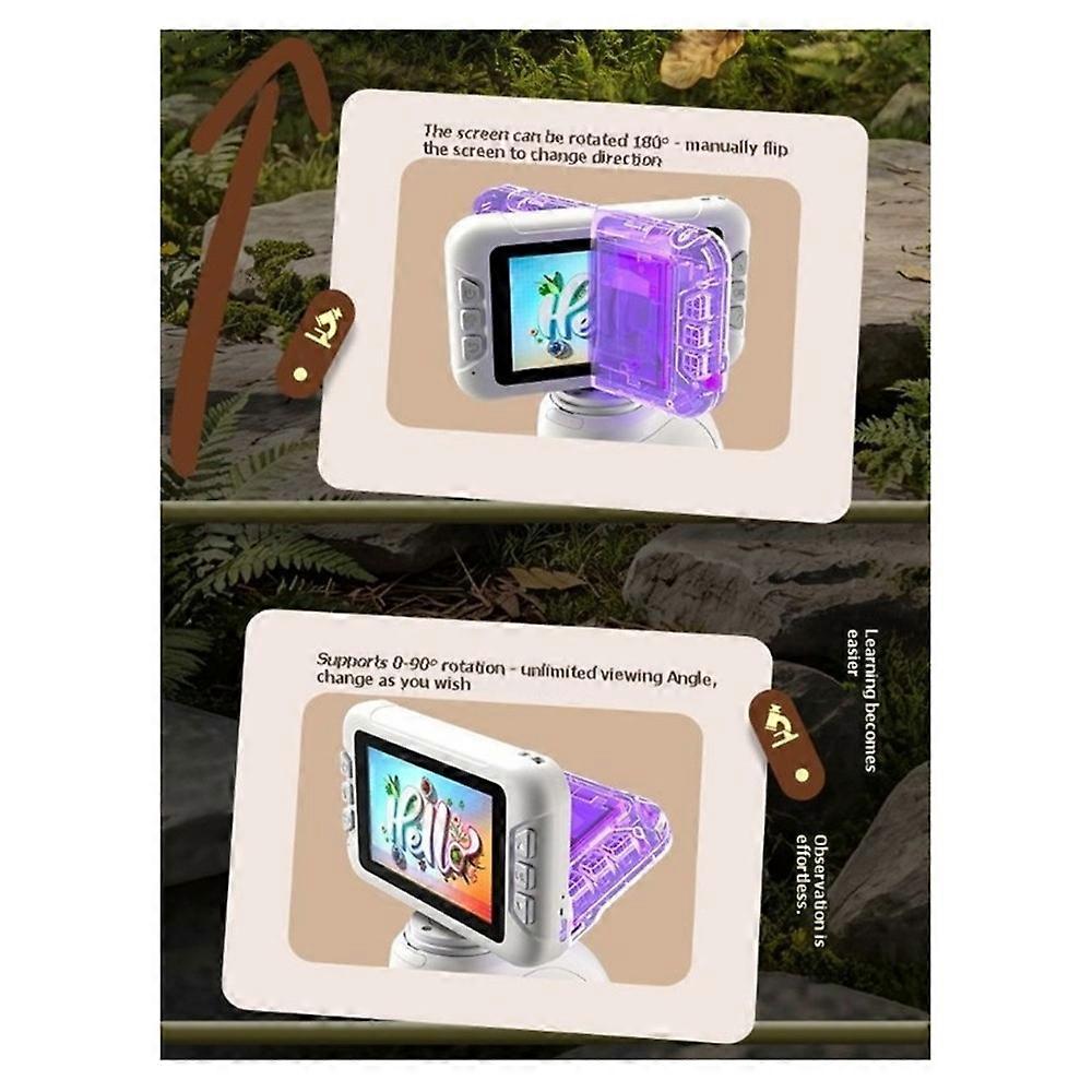 Digital Microscope Multifunctional LCD Screen Three Working Modes Removable Photo Taking Scientific Observation Grey