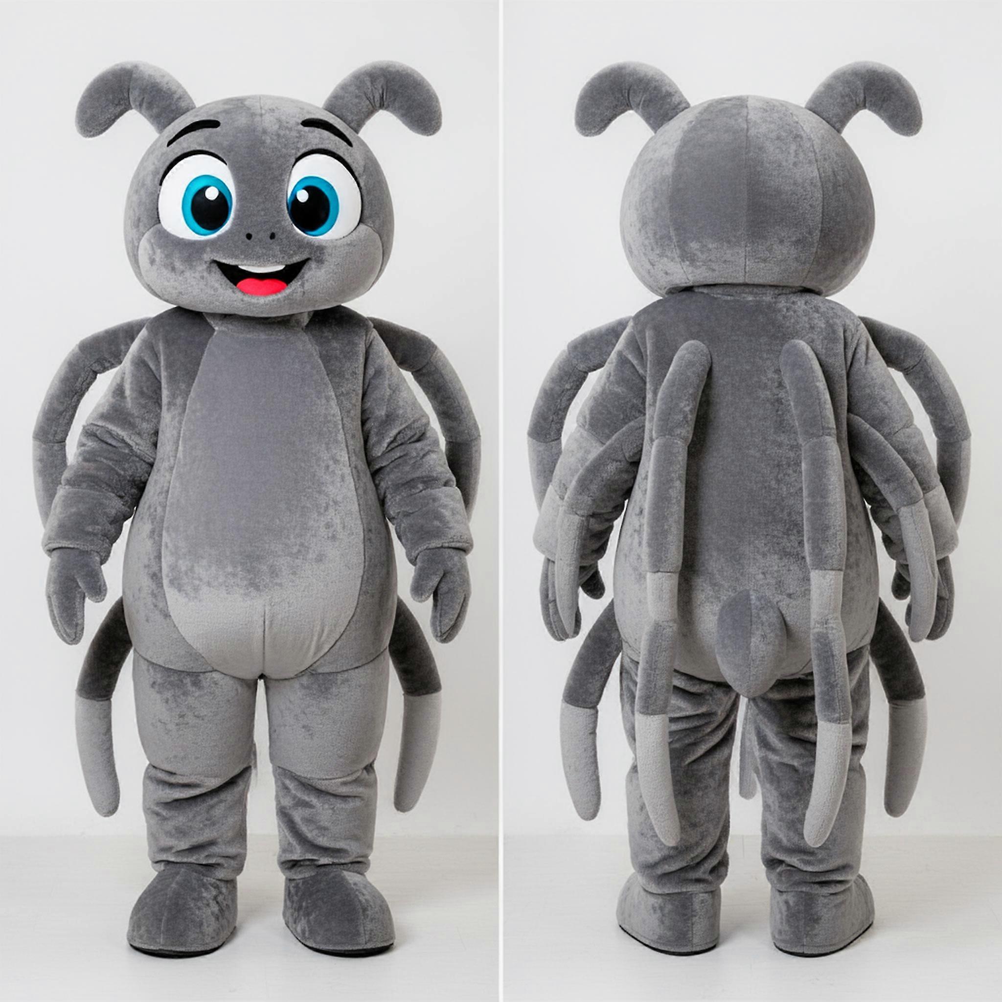 MASTICOT Gray Plush Rounded Spider Mascot
