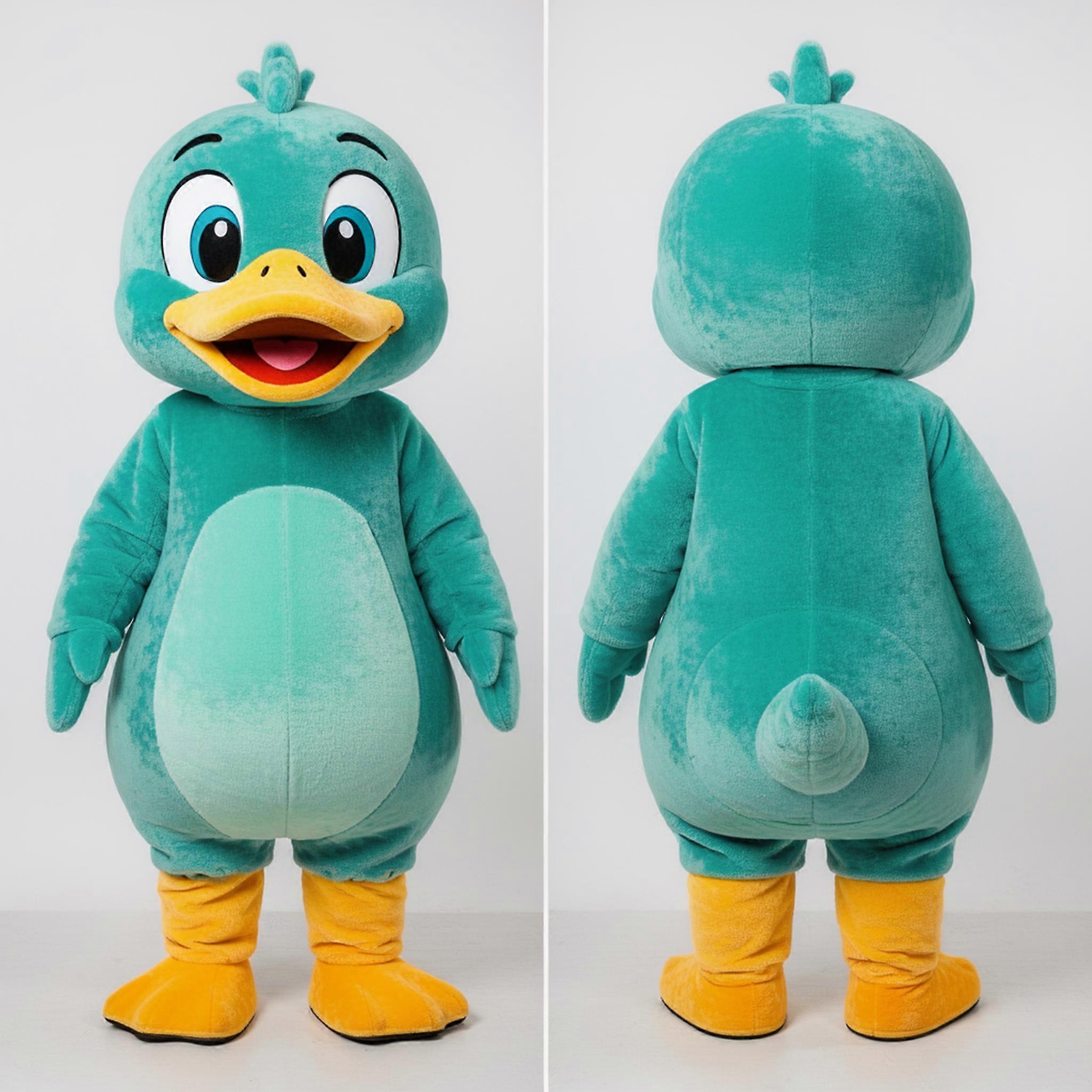 MASTICOT Teal Fluffy Duck Mascot