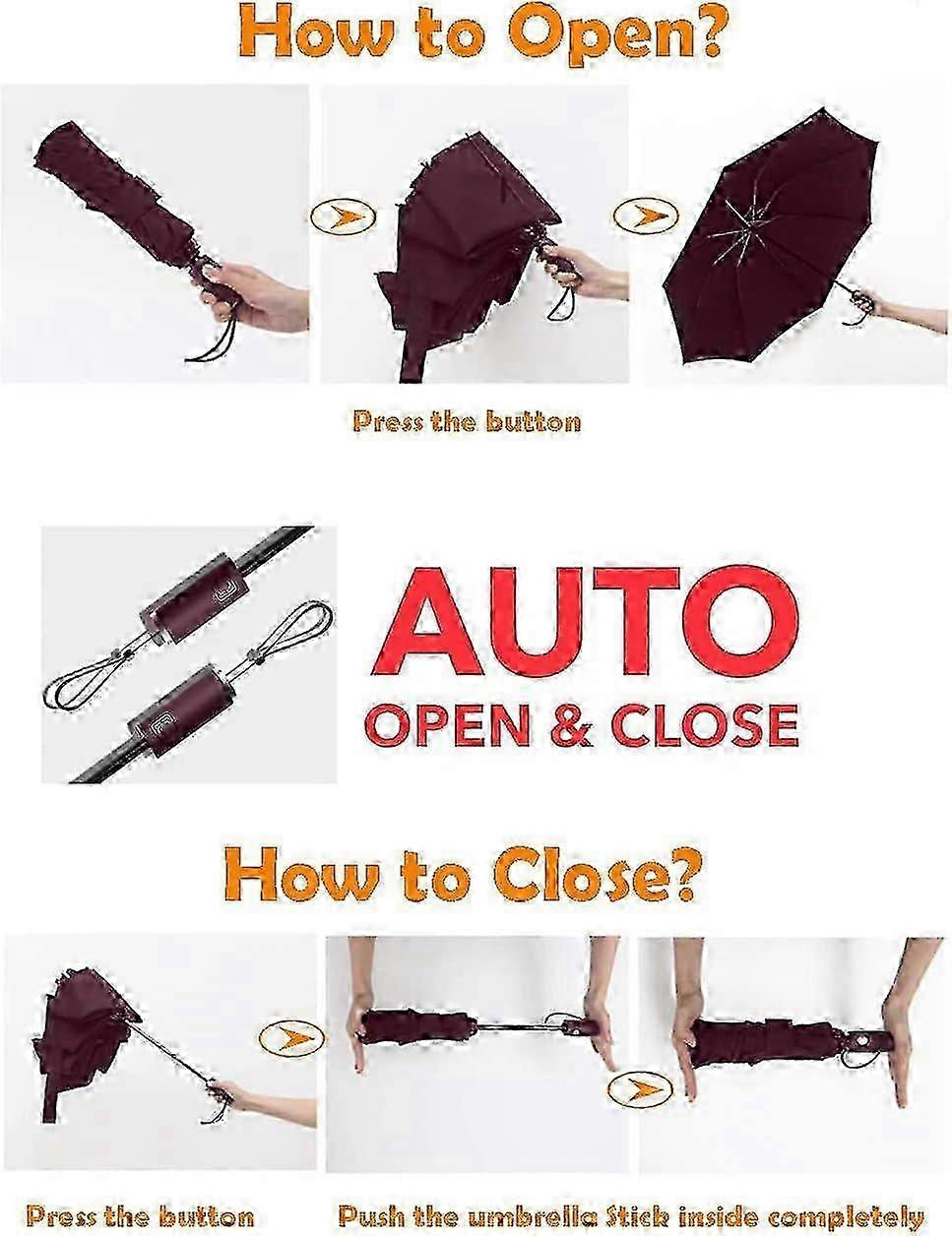 Windproof Auto Compact Umbrella 12 Ribs