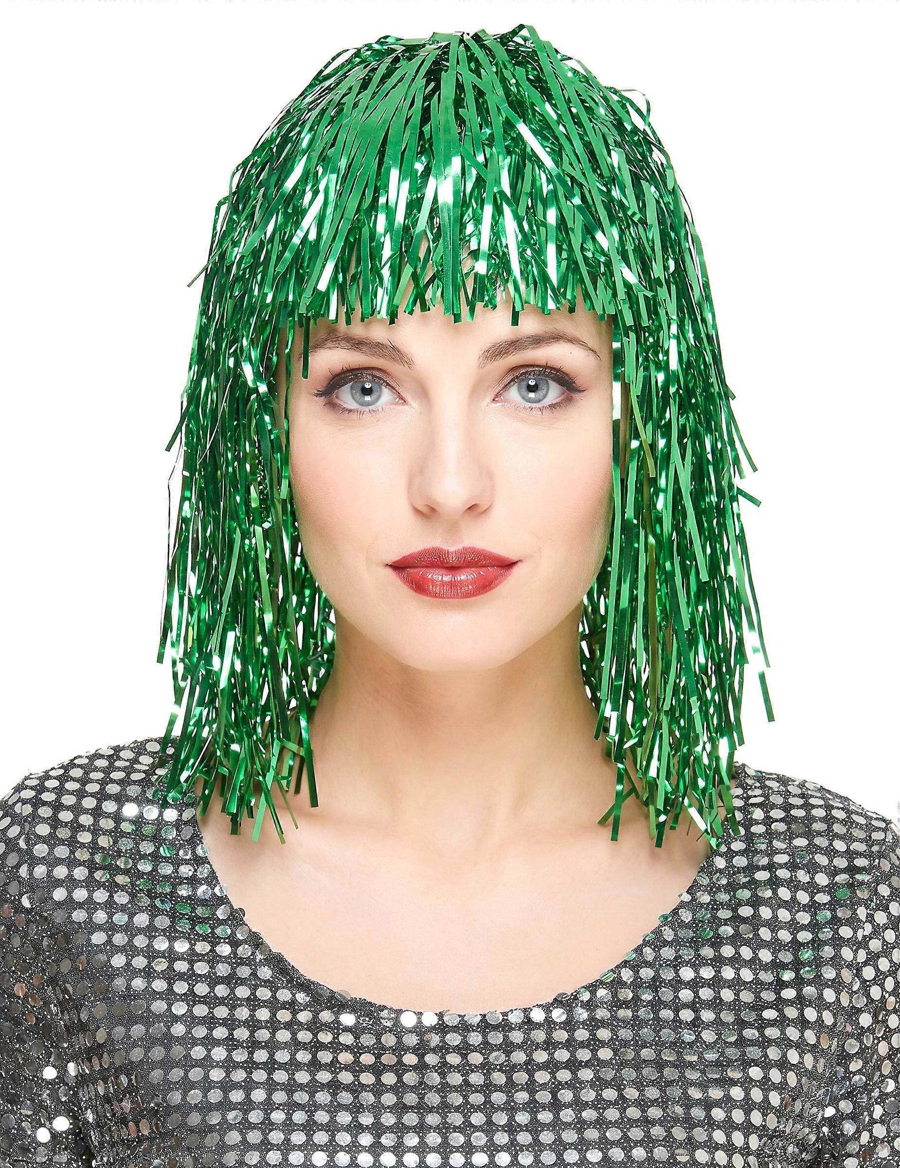 Women's green metallic wig