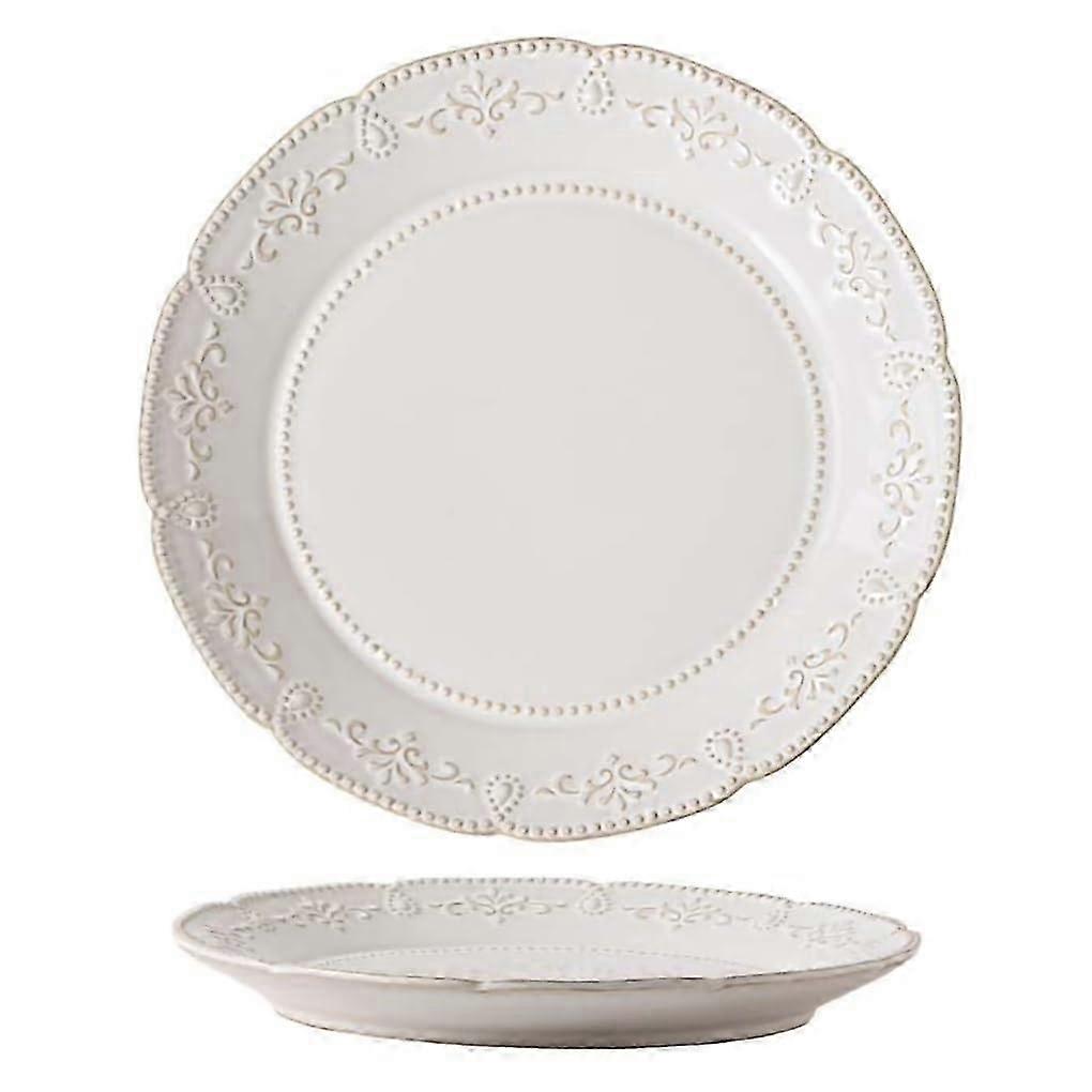 Vintage Embossed White Ceramic Plates