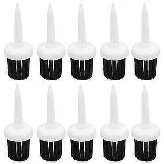 10pcs Brush Type Plastic Golf Tees, Low Resistance, Consistent Height, More Distance, White Handle Black Hair for Golf Driver Training