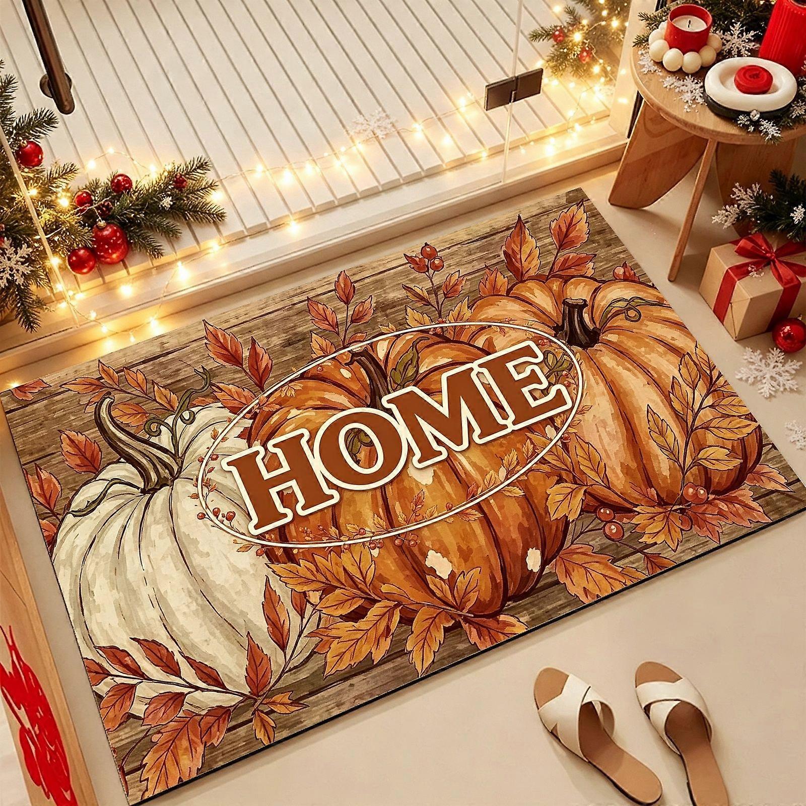 pumpkin and HOME Pattern Floor Mat