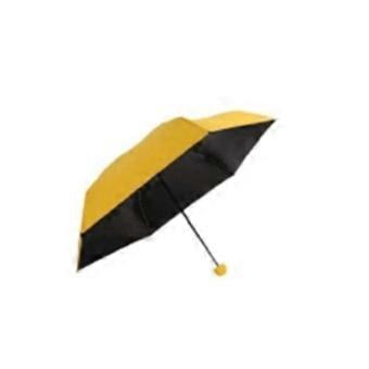 Compact Travel Umbrella Yellow Windproof UV Protection with Waterproof Capsule Case Lightweight Foldable Design