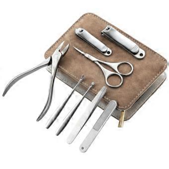 Stainless Steel Nail Clippers Set with Leather Case, 8/12 Piece Manicure & Pedicure Kit