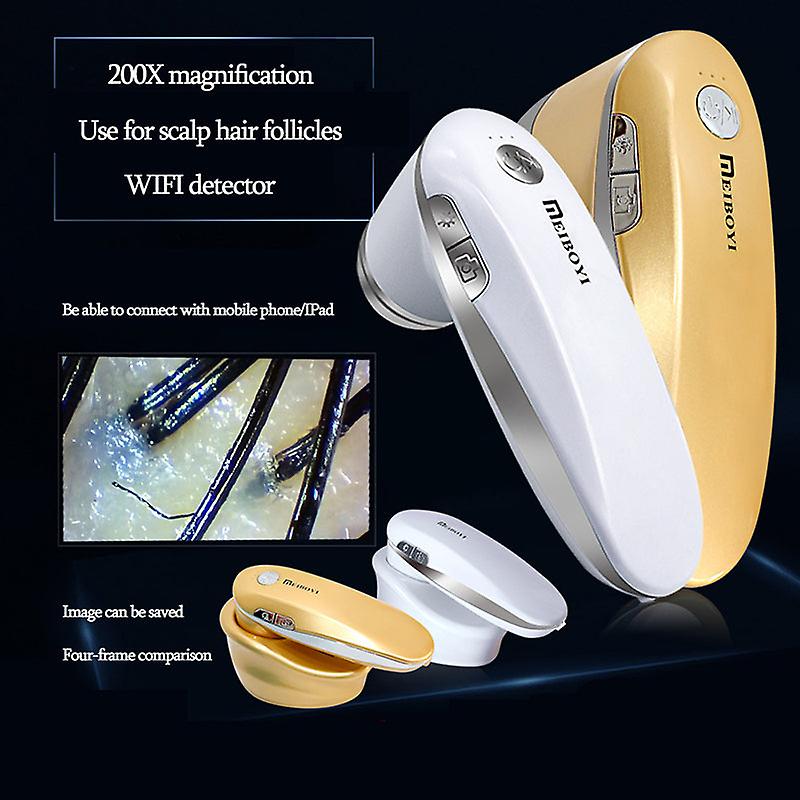 5-200X Scalp Detector, Digital Hair Skin Analyzer Microscope For Hair Follicle Testing And Skin Analysis, Magnifier Analyser Device With 200MP Camera Wireless WiFi + USB Connect(US Plug