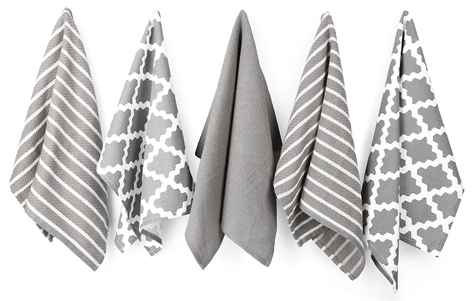 Penguin Home® 100% Cotton Premium Quality Extra Large Tea Towel Sets - Pack of 5
