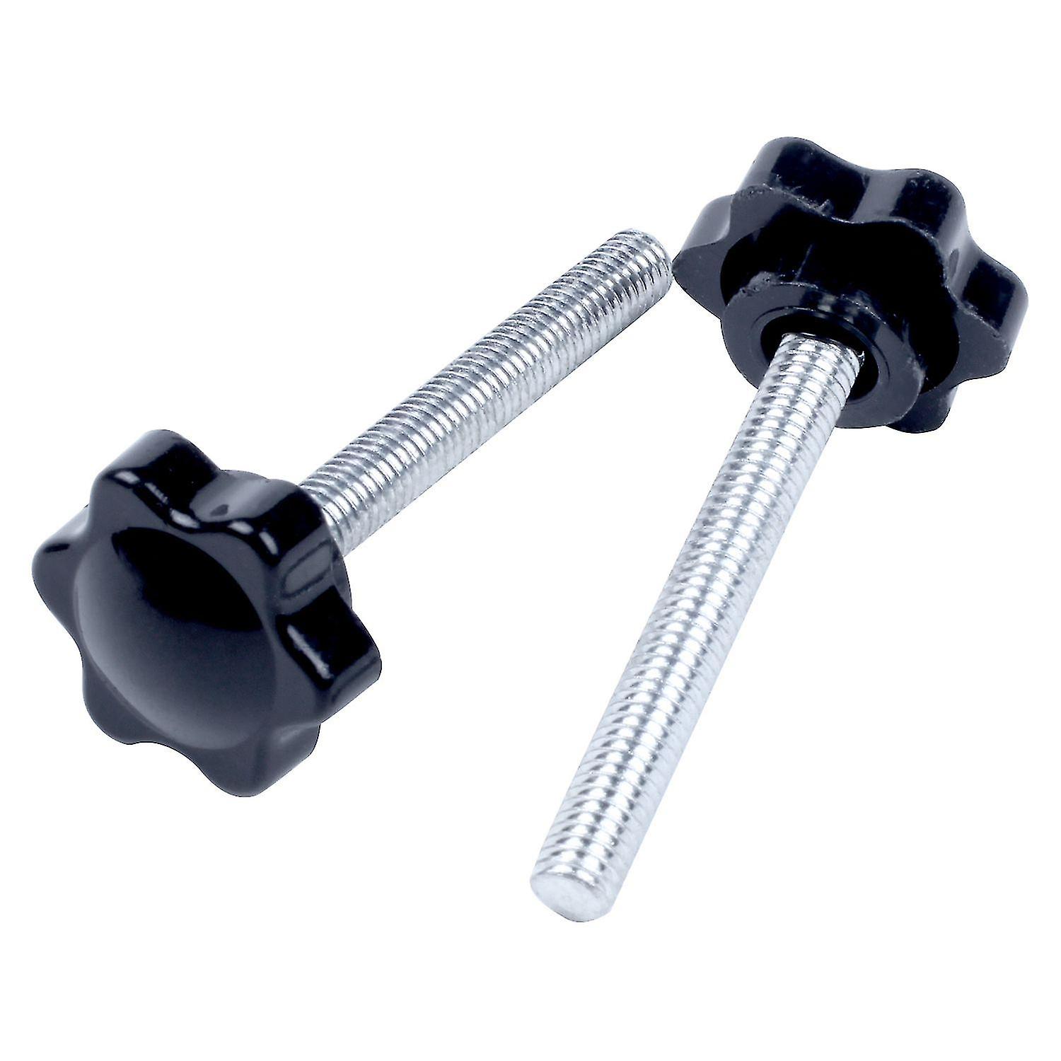 12x Black+silver Spare Part M6x45mm Male Threaded Knurled Grip Star Knob