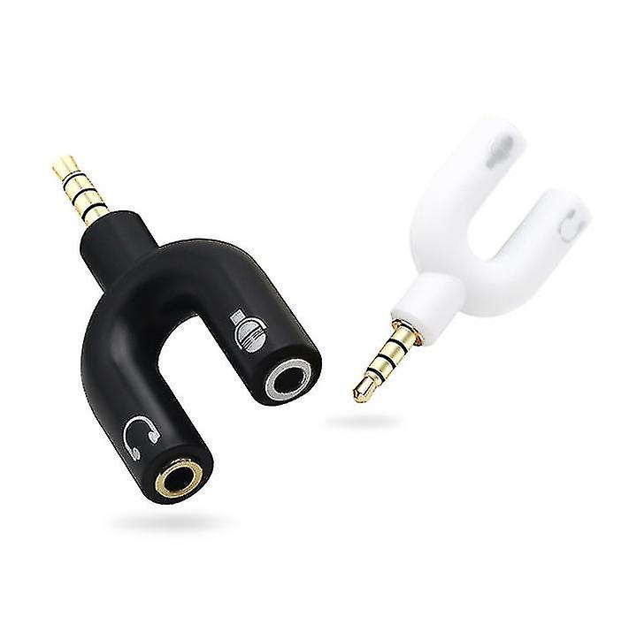 3.5mm Jack U-shape Stereo Audio Mic Headphone Splitter Adapters For Phone Laptop