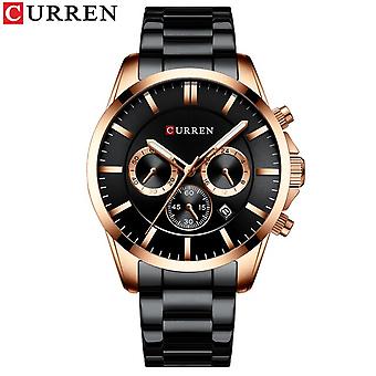 Hombres Luxury Brand Curren Quartz Chronograph Zegarki Mężczyźni Zegar przyczynowy Pasek ze stali nierdzewnej Zegarek na rękę Auto Data