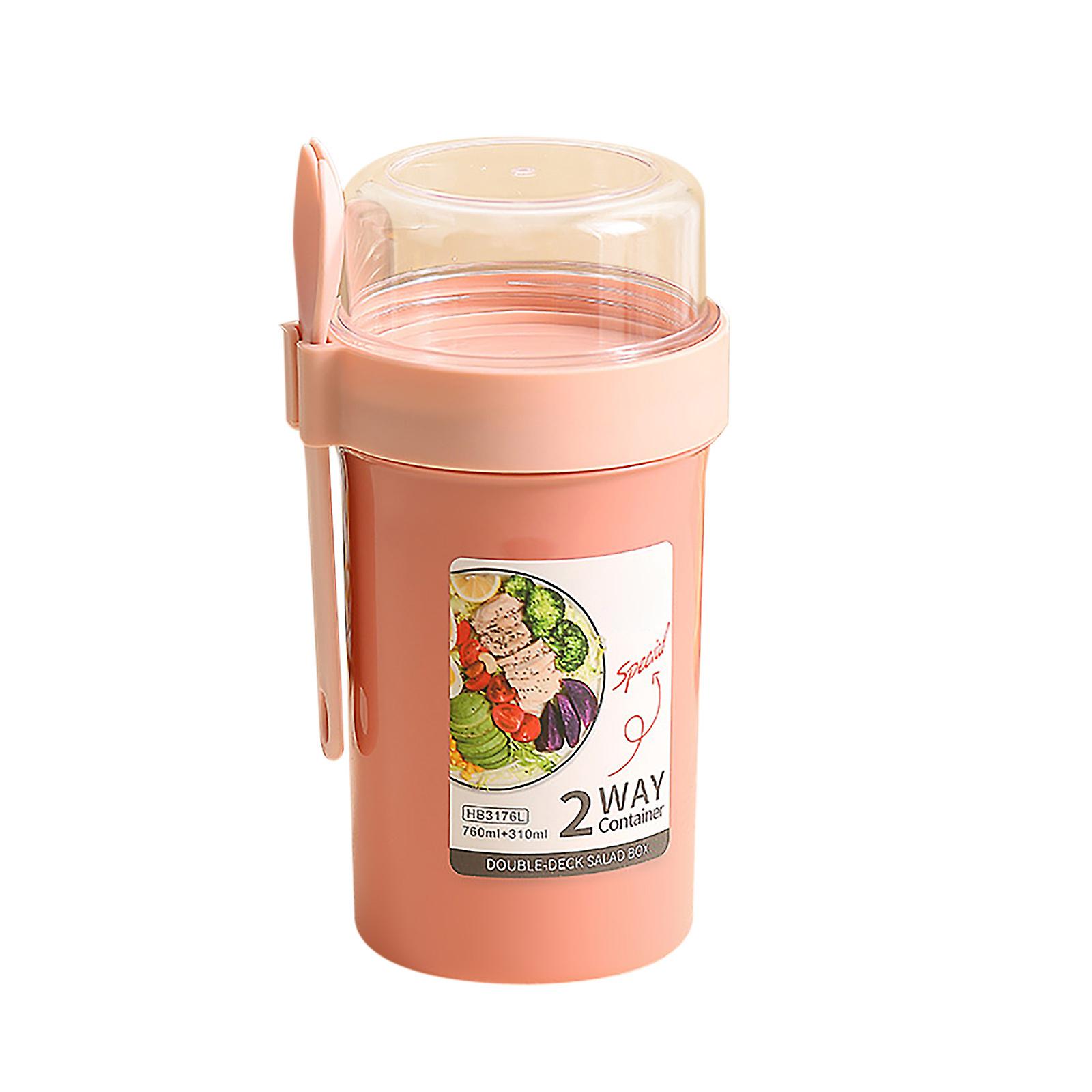 Salad Meal Shaker Cup Multipurpose Overnight Oats Container, Double Layer Easy Carry Yogurt Cups With Lids And Spoons