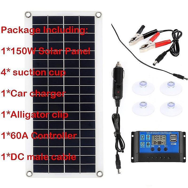150w 300w μπαταρία δαπανών εξαρτημάτων ηλιακών πλαισίων 12v με τη μονάδα ελεγκτών 30a 60a 2 μπαταρία κυττάρων λιμένων USB