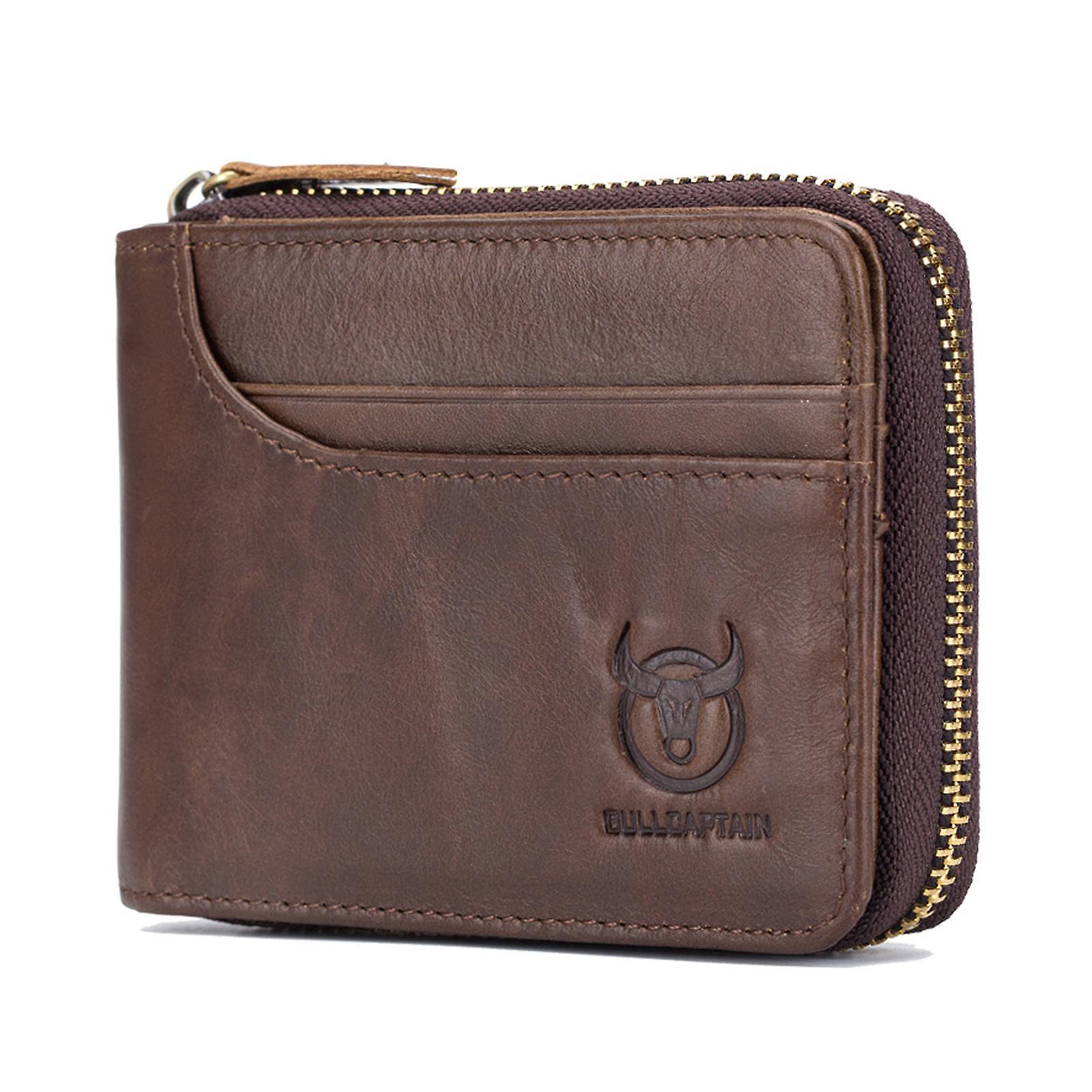 Leather Bifold Zipper Wallet for Travel Purse Pouch