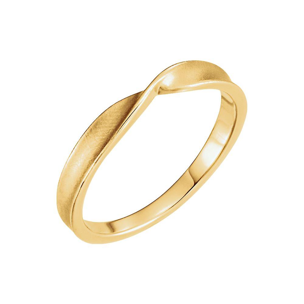 14-karatowy żółty złoty polerowany, skręcony pierścionek do układania w stosy Rozmiar 6,5-sztaplowany pierścionek dla kobiet - 2,7 grama