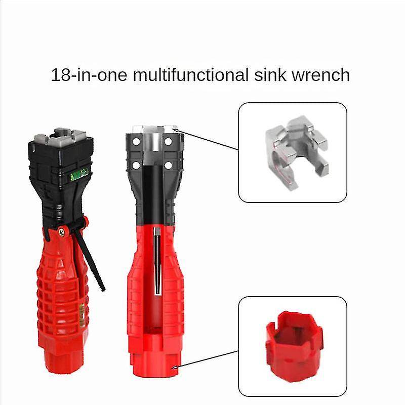 18 In 1 Faucet Sink Installer Wrench Adjustable Water Pipe Spanner Multifunction Universal Basin Drain Tube Repair Bathroom Tool