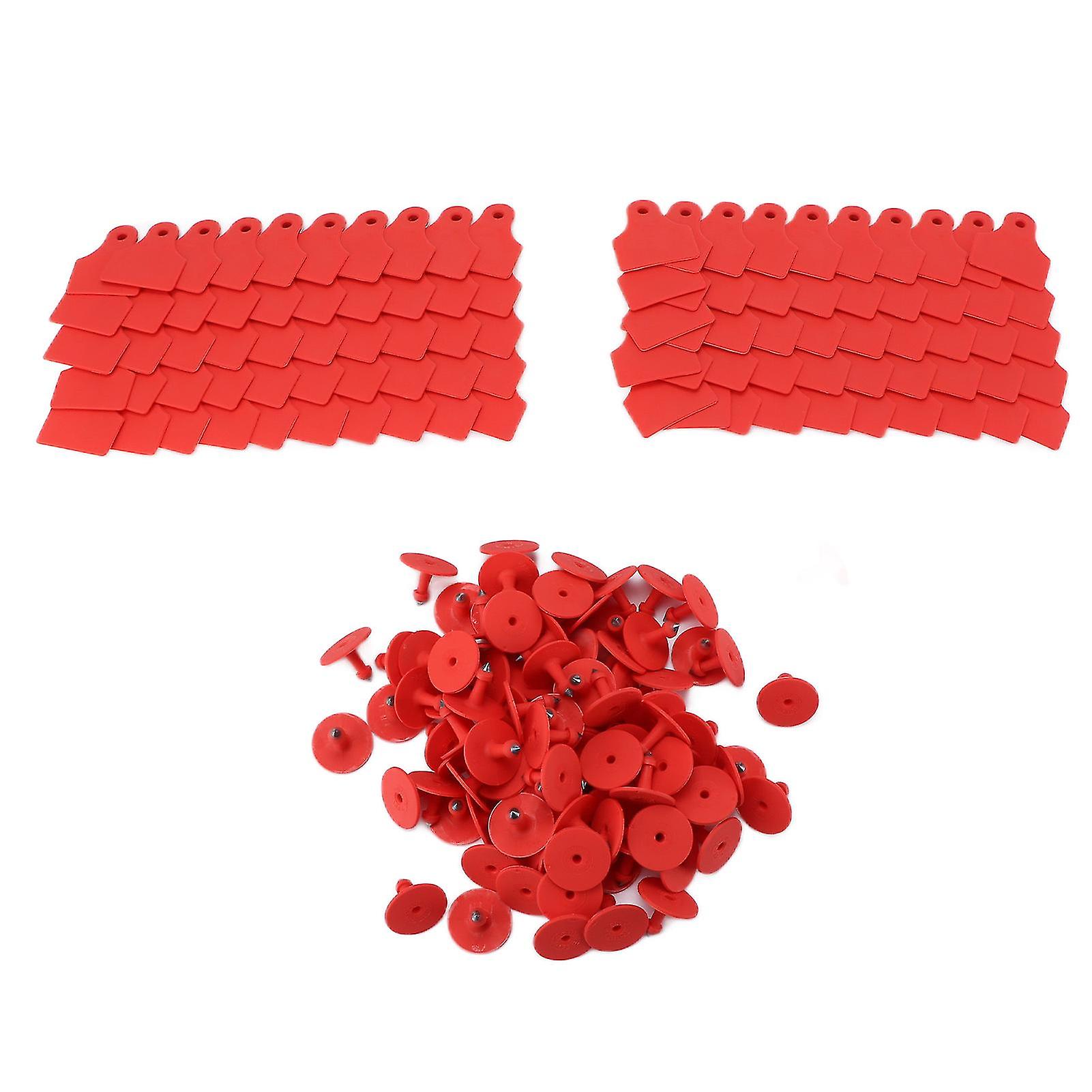 Red Blank Ear Tags for Livestock – 100-Pack for Sheep, Cattle, and Pigs