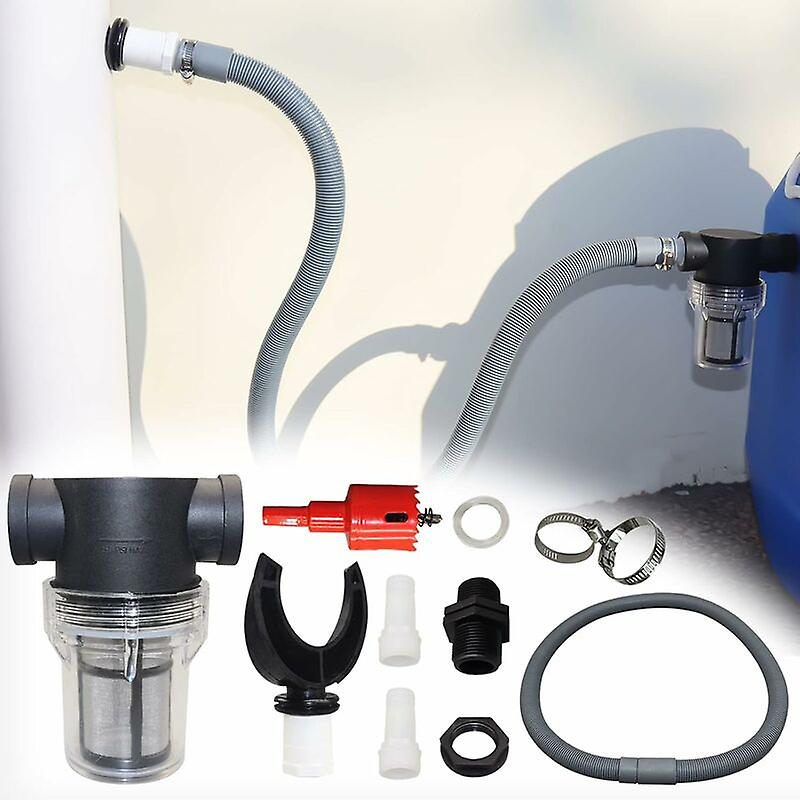 Rainwater Collector For Circular Pipes With Flexible Hose, Rainwater Collector Set, Pvc Fitting, Water Collector For Downspout (Kit B-110mm)