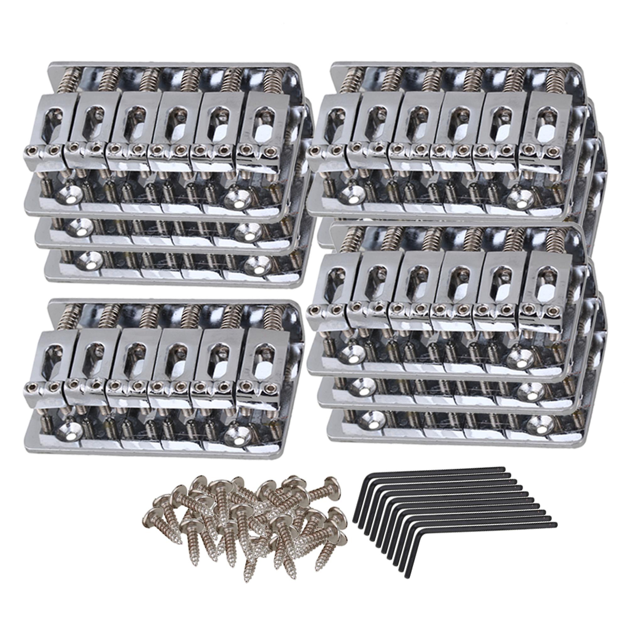 65mm x 40mm Guitar Fixed Hard Tail Bridge 6 String with Wrench Pack of 10 Chrome