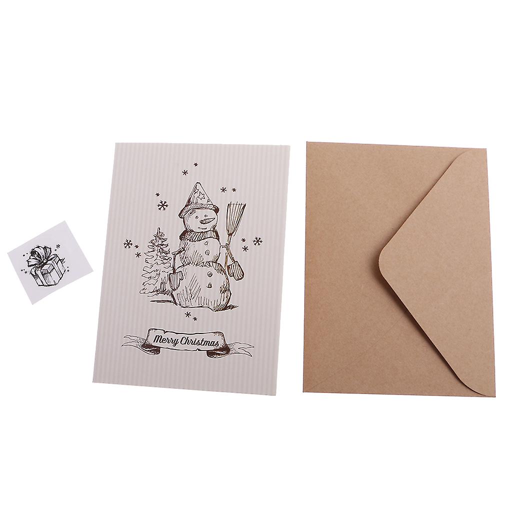 30 Sets Retro Christmas Greeting Card with Painted Envelopes Wishing Card #1