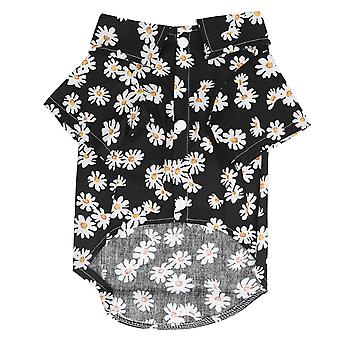 Hundeskjorte med blomsterprint, blød og åndbar, fleksibel t-shirt til små hunde og katte, XZCS03 Sort XL