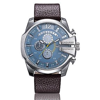 CAGARNY 6839 Irregular Large Dial Leather Band Watch For Men