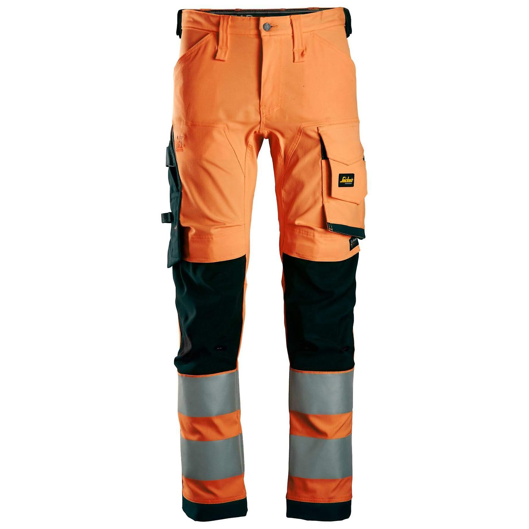 Snickers 6343 Hi Vis Slim Fit Stretch Trousers Class 2 Hi-vis Orange/blackblack