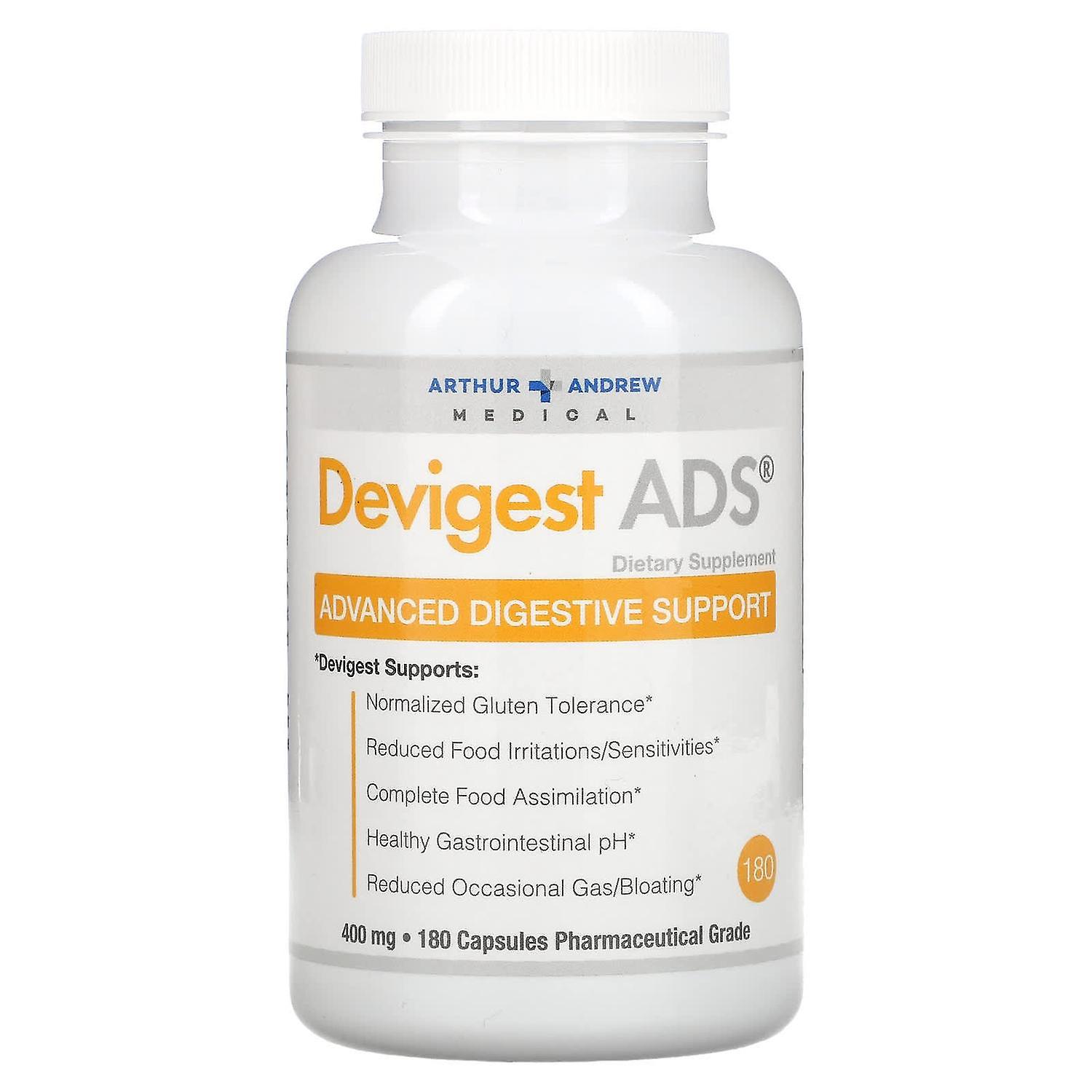 Arthur Andrew Medical, Devigest ADS, Advanced Digestive Support, 400 mg, 180 Capsules