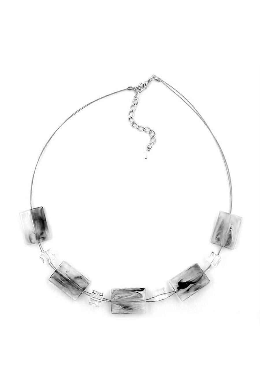 Necklace White And Grey Marbled Beads - Gl00400