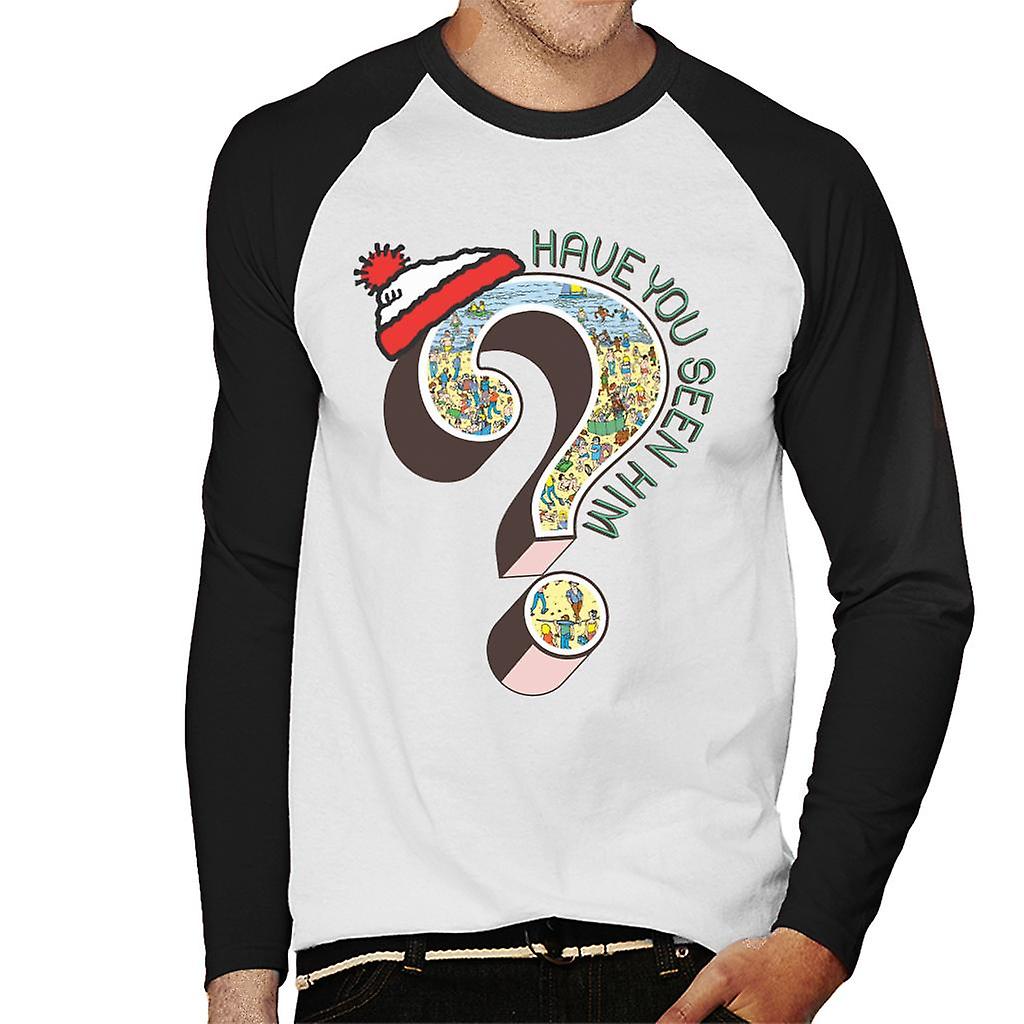Where's Wally Question Mark Have You Seen Him Men's Baseball Long Sleeved T-Shirt