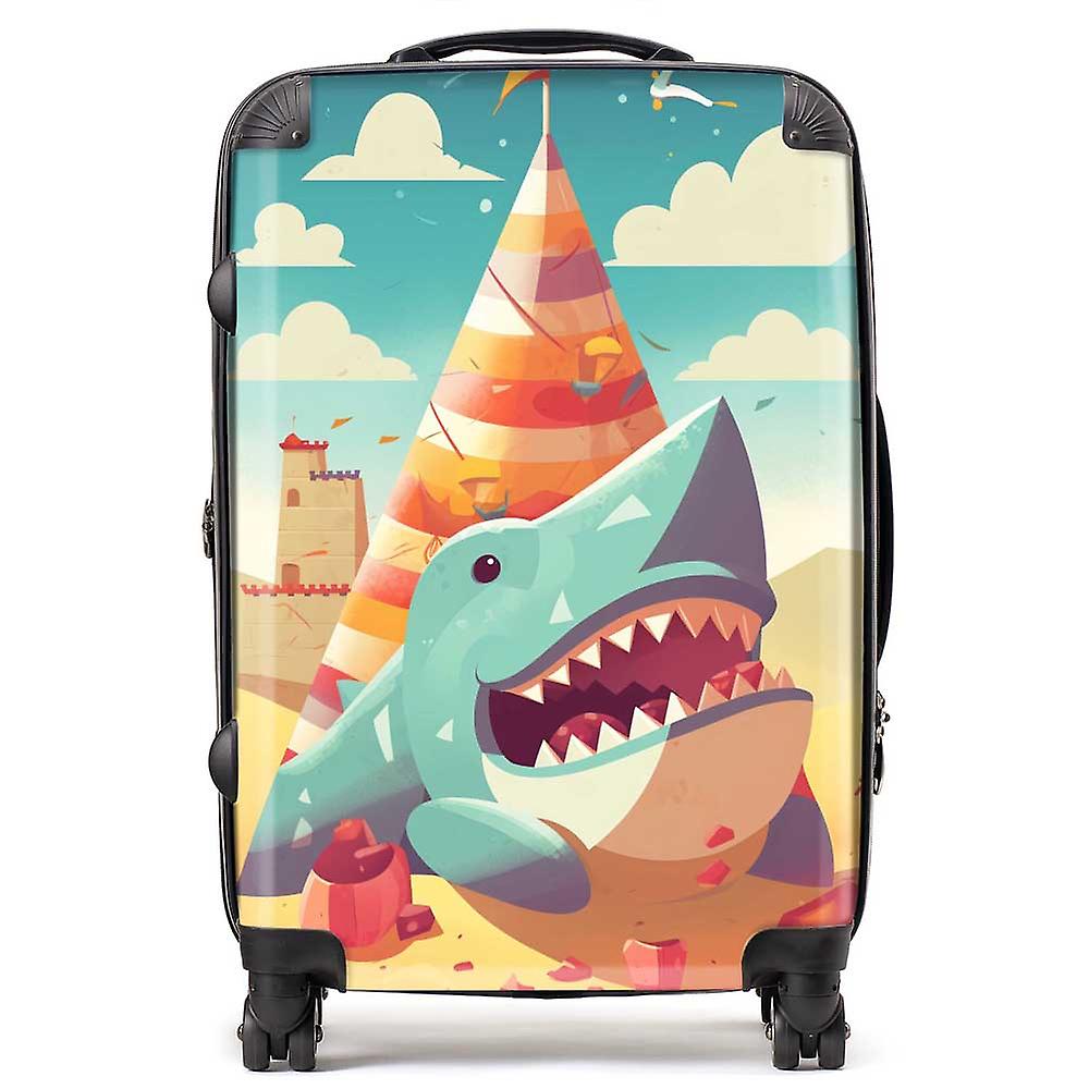 Shark On A Beach Holiday Suitcase