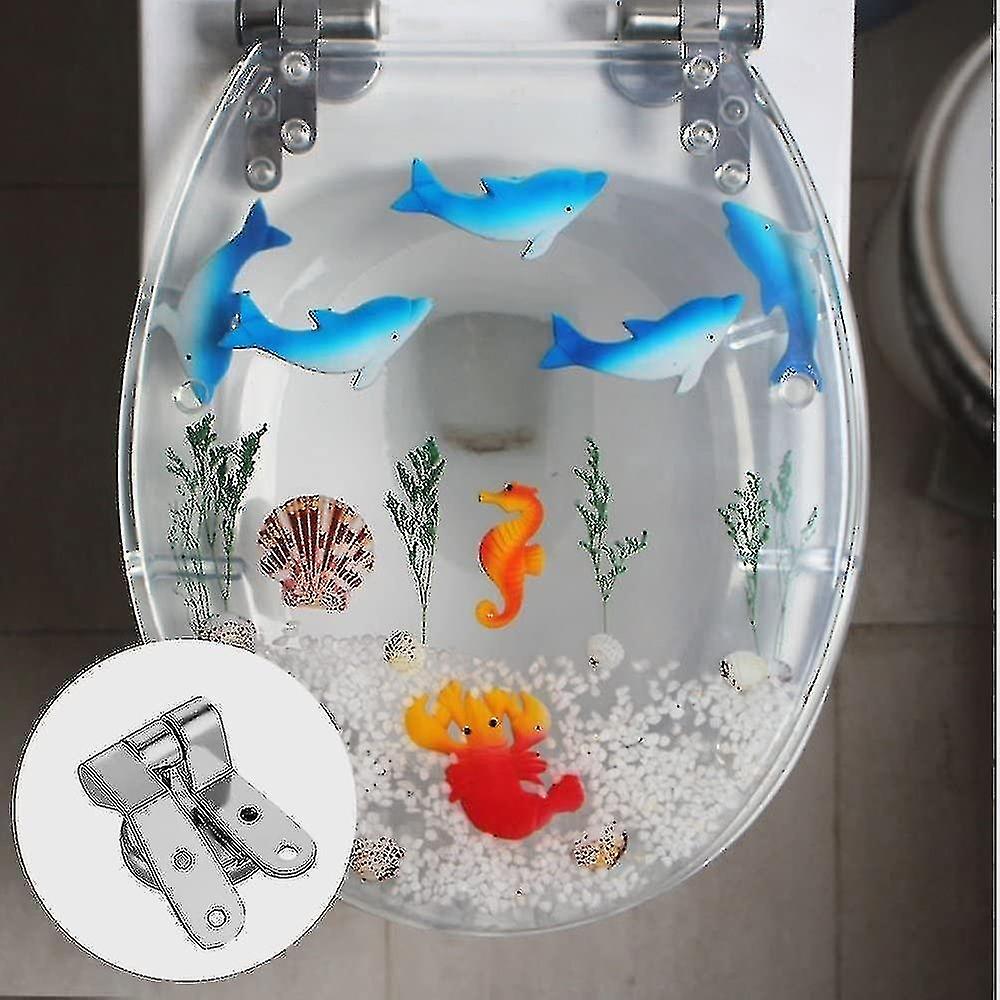 Daniel's Bath And Beyond Blue Resin Toilet Seat – Standard Size, Chrome Hinges - View #3