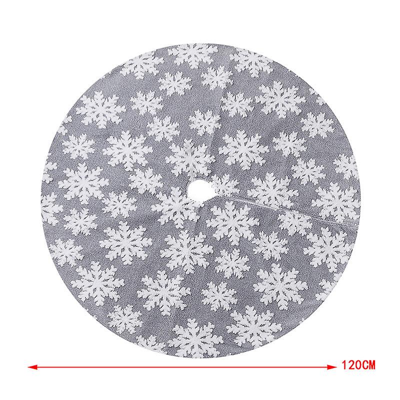 Xmas 90/120cm Christmas Red Gray Plush Jacquard Snowflake Tree Skirt