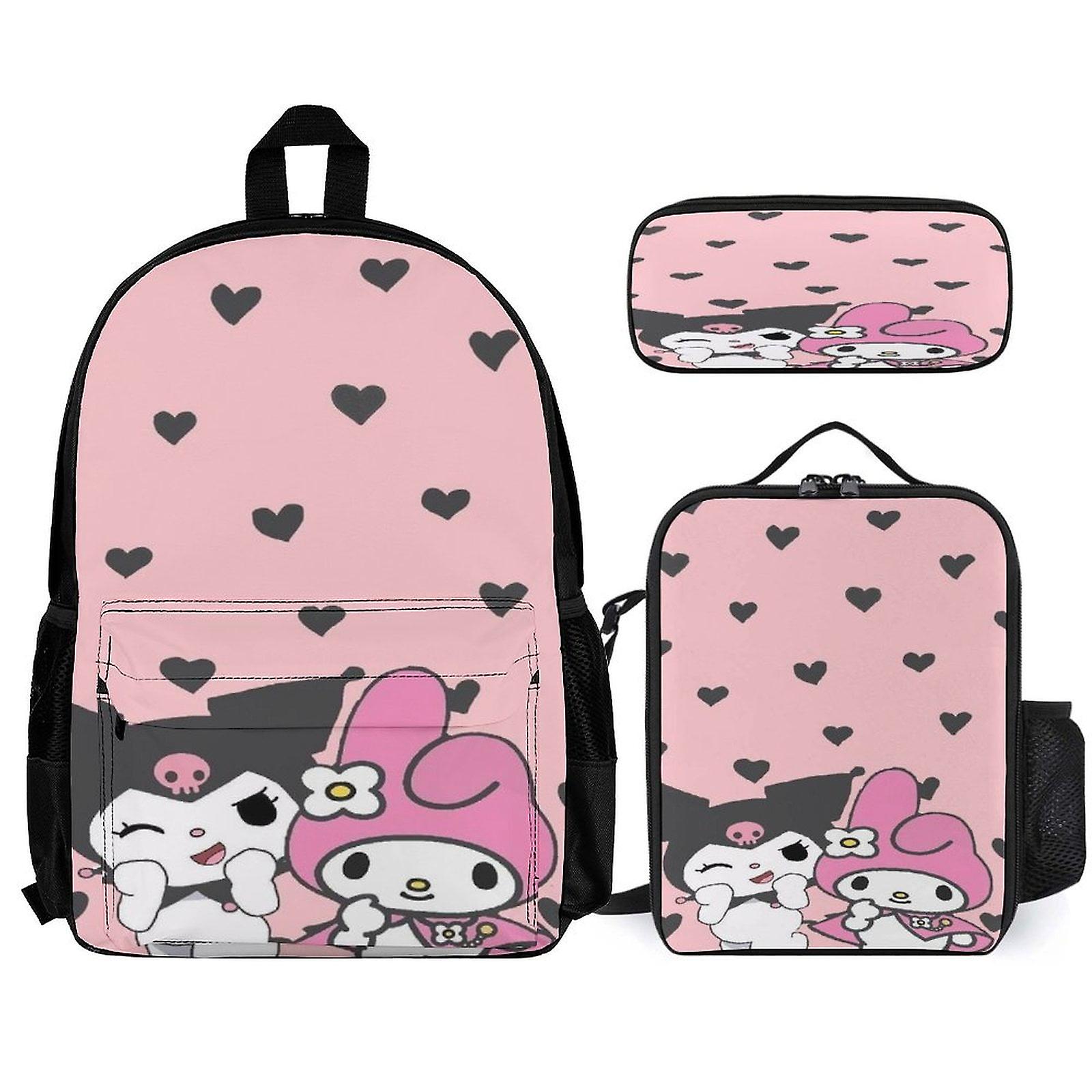 תרמיל קורומי ומלודי סט 3 חלקים תיק גב למחשב נייד עם מקרה קלמר שילוב תיק אוכל