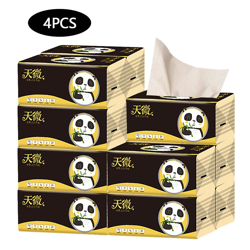 4 Packs Disposable Paper Towels Household Use Native Bamboo Pulp Tissue Pumping Paper