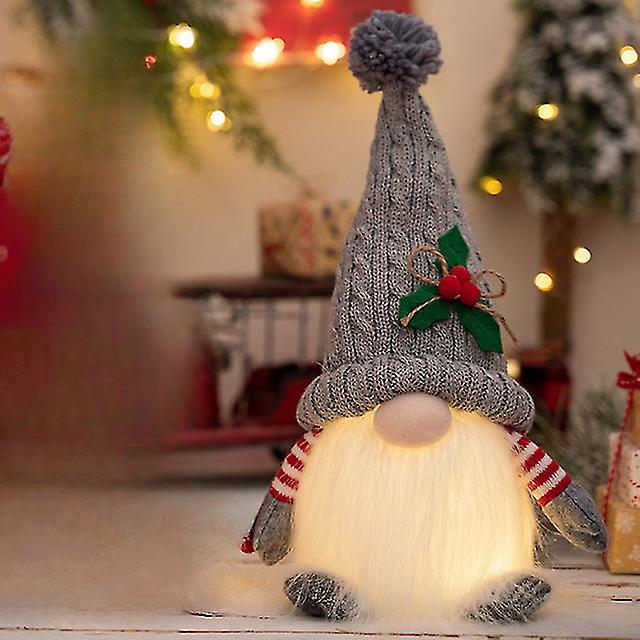 دمية قزم جنوم مع زخارف ضوء LED ضوء قزم محبوك قبعة توهج رودولف دمية هدايا السنة الجديدة