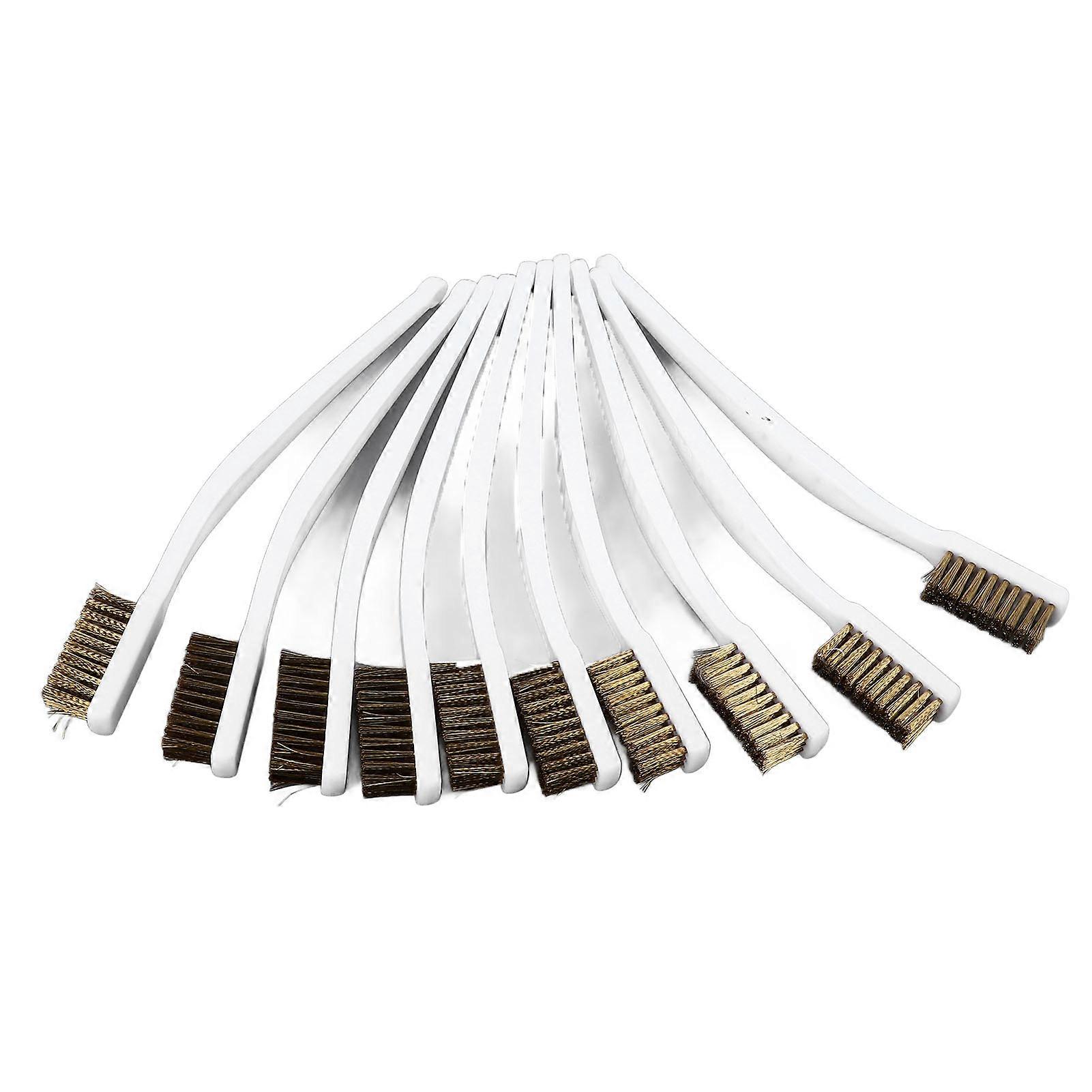 Brass Brush Set Prevent Slip Curved Handle Brass Wire Brushes for 3D Printer Nozzle Hot End 10pcs