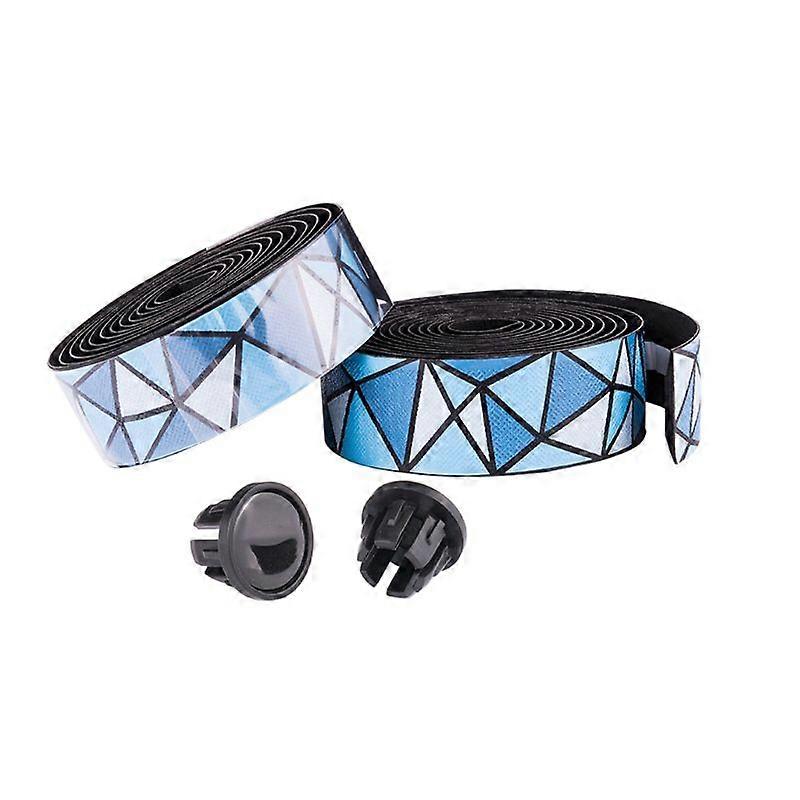 Road Bike Bicycle Handlebar Bar Tape EVA Anti-Slip Sweat Absorption Geometric Patterns Cycling Handle Wraps with Plugs Self-Adhestive Strips
