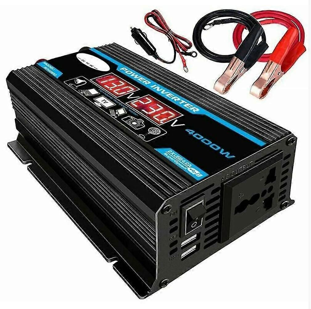 12V 220V Pure Sine Wave Inverter 4000W Pure Sine Wave Inverter Transformer with Remote Controller and Two AC Outlets for RV Car Truck