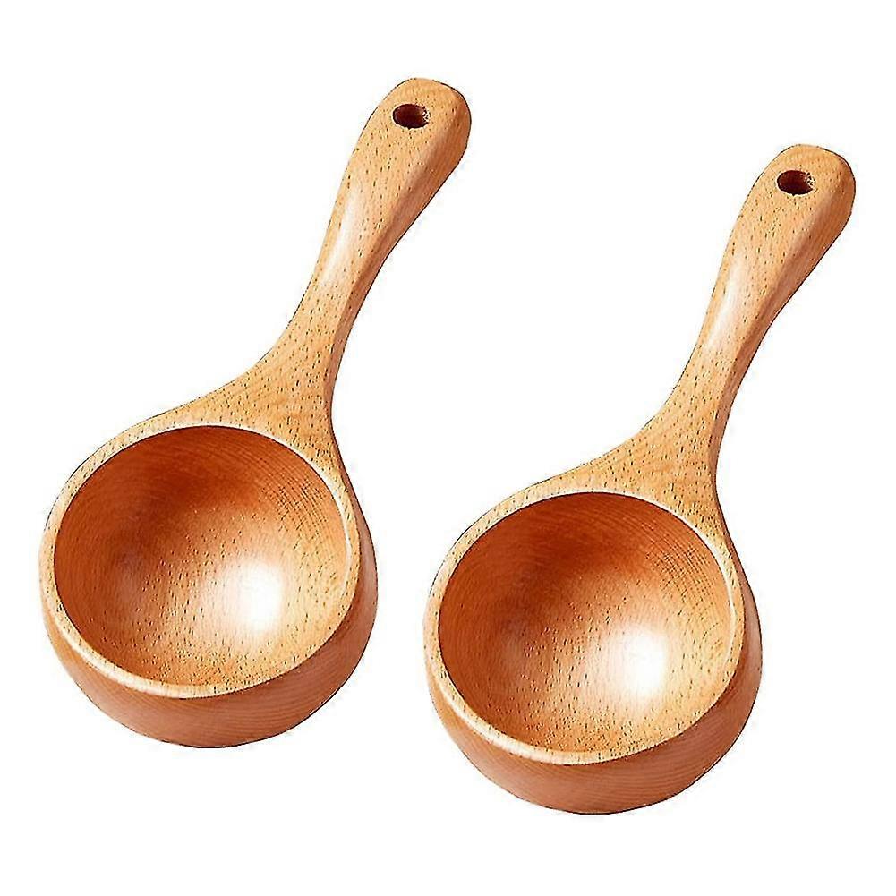 Whole Wood Handle Rice Ladle Solid Wood Measuring Spoon