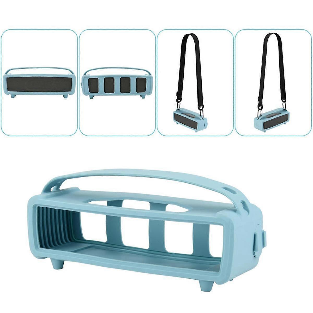 Silicone Protective Case Cover for SoundLink Mini/Mini II Bluetooth Speaker, Carrying Pouch W Shoulder Strap Blue