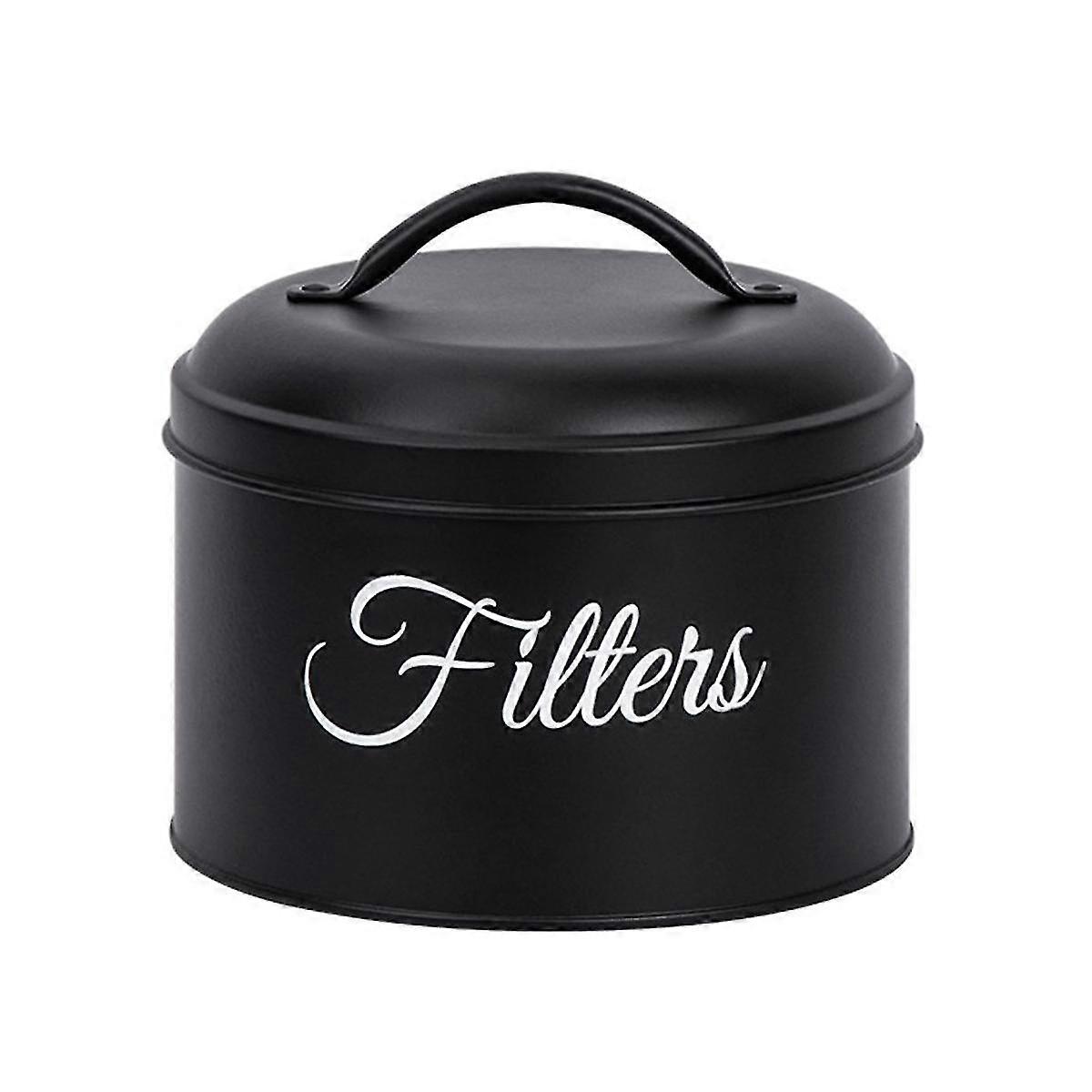 Coffee Filter Holder, Basket Coffee Filter Storage With Lid, Round Coffee Filter Container For Coun