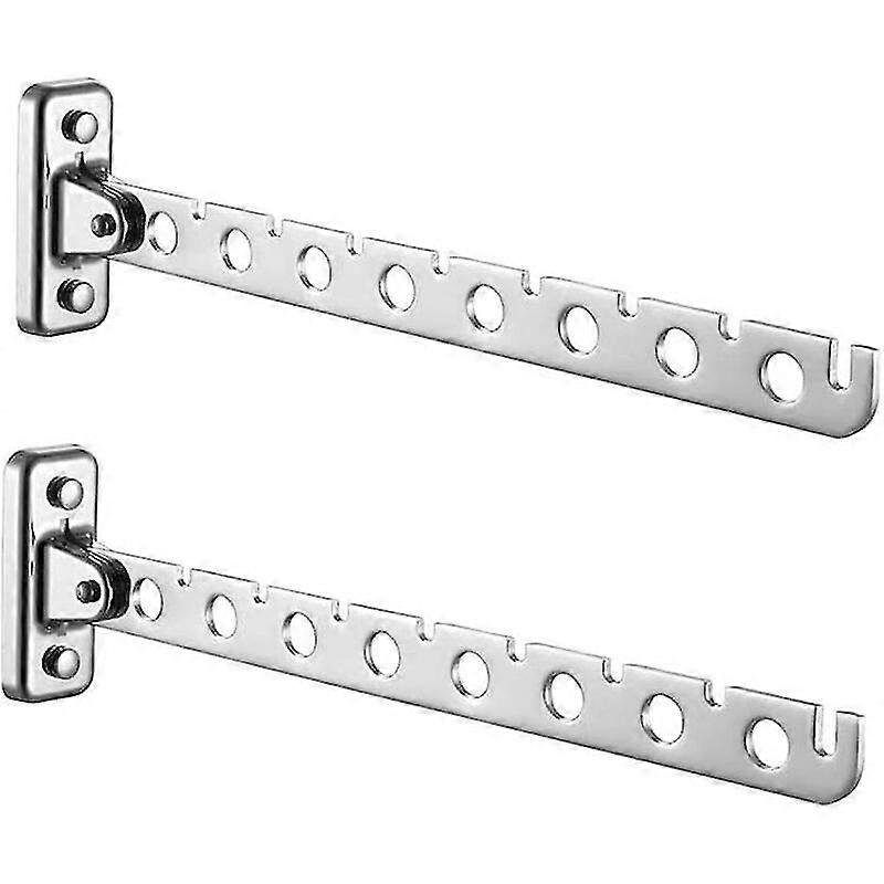 Vægbøjle, sæt med 2 foldevægmonterede tøjstativer i rustfrit stål Foldbar vægmonteret tøjstativ Foldbar vægkrogbøjle til soveværelse Livin