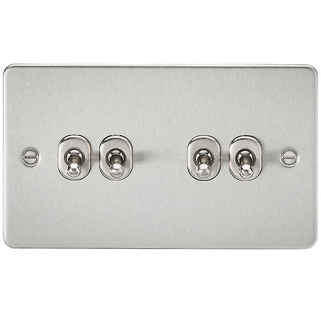 Knightsbridge Flat Plate 10AX 4G 2-way toggle switch - brushed chrome - FP4TOGBC
