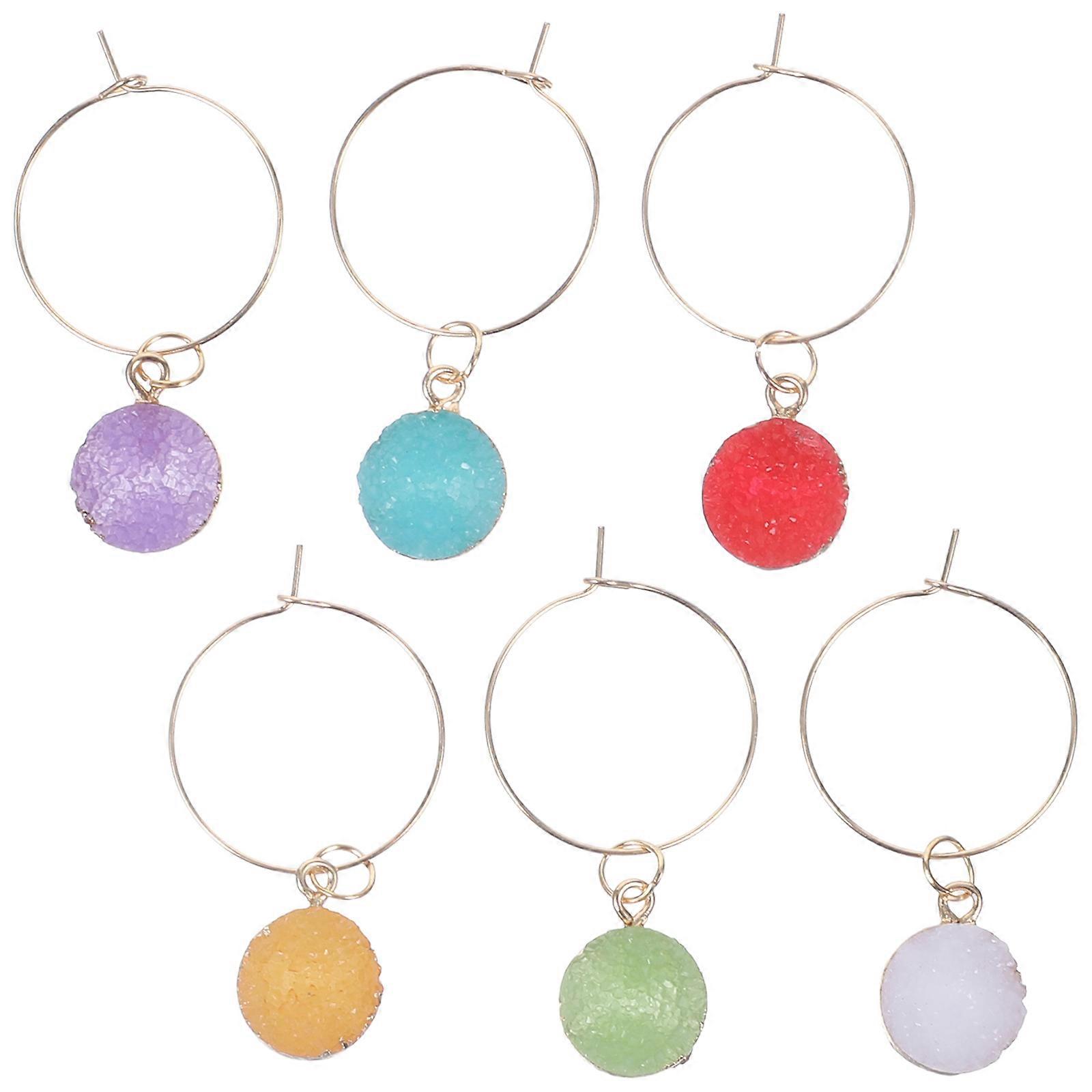 6 Pcs Wine Glass Markers Drink Markers Round Shape Wine Glass Tags Pendant