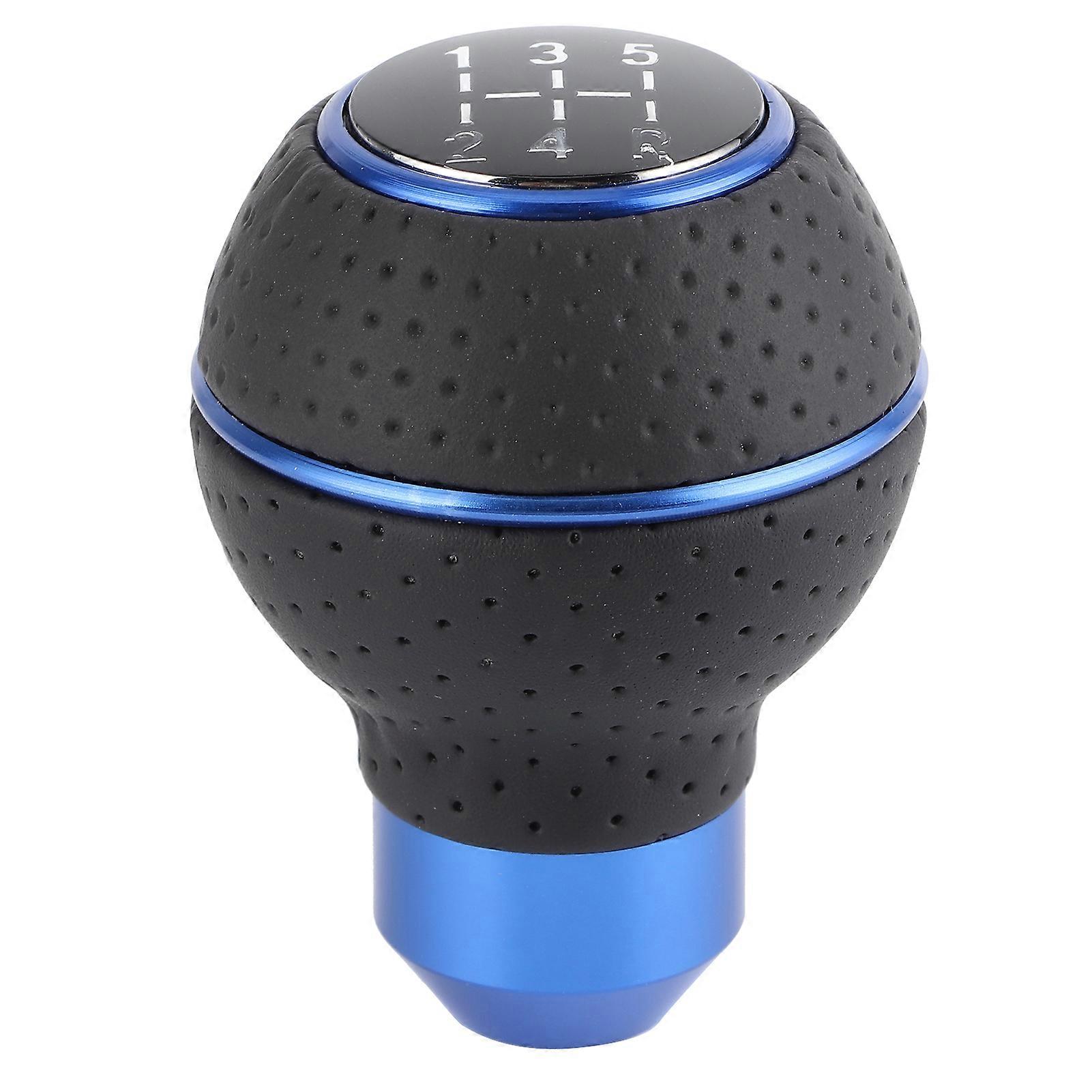 5 Speed Gear Shift Knob Stick Aluminium Alloy and Leather Manual Automobiles AccessoryBlue